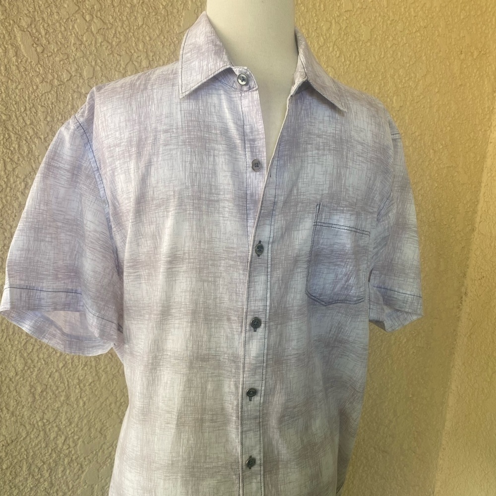 Vintage Red Short Sleeve Men's Shirt Beige/Brown/Tan Size Large‎